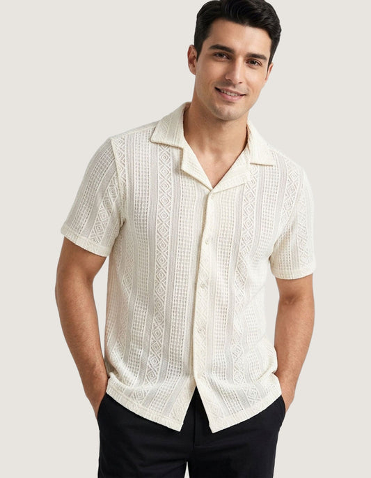 Self Pattern Coat Collar Shirt