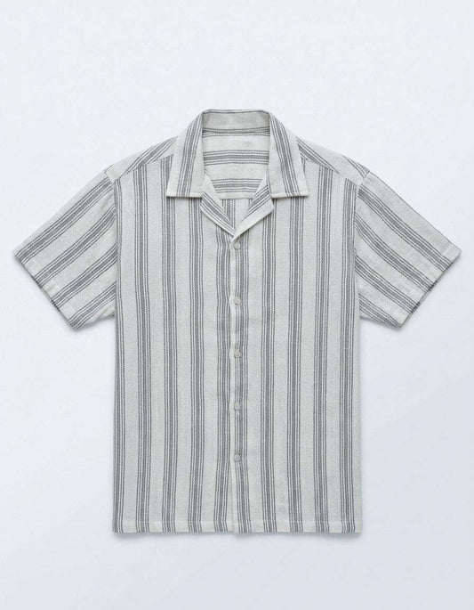 Striper Coat Collar Shirt