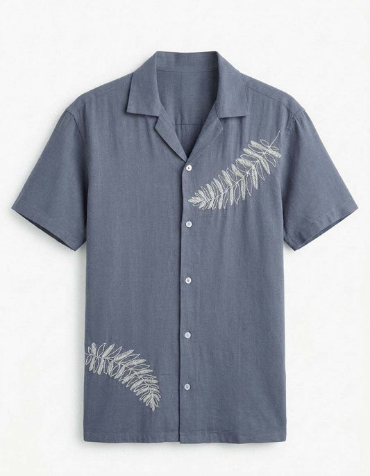 Embroidered Coat Collar Shirt