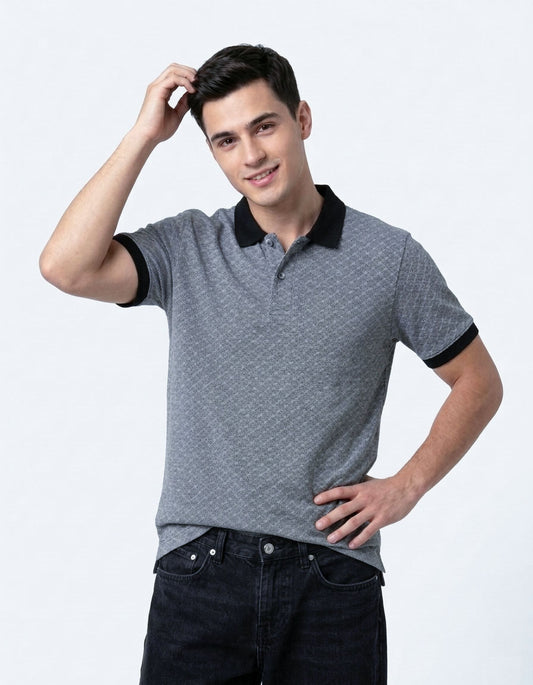 Contrast Jacquard Polo