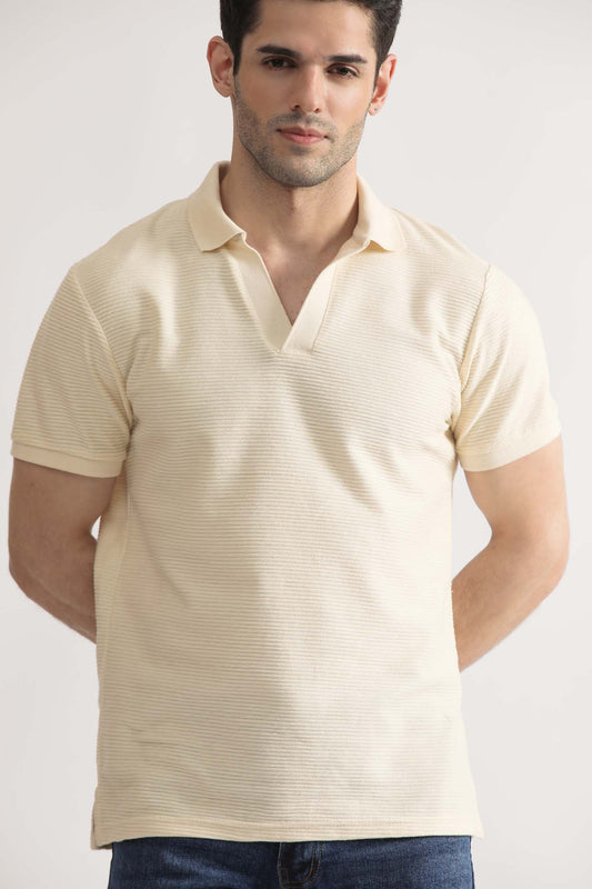 Jacquard V-Neck Polo