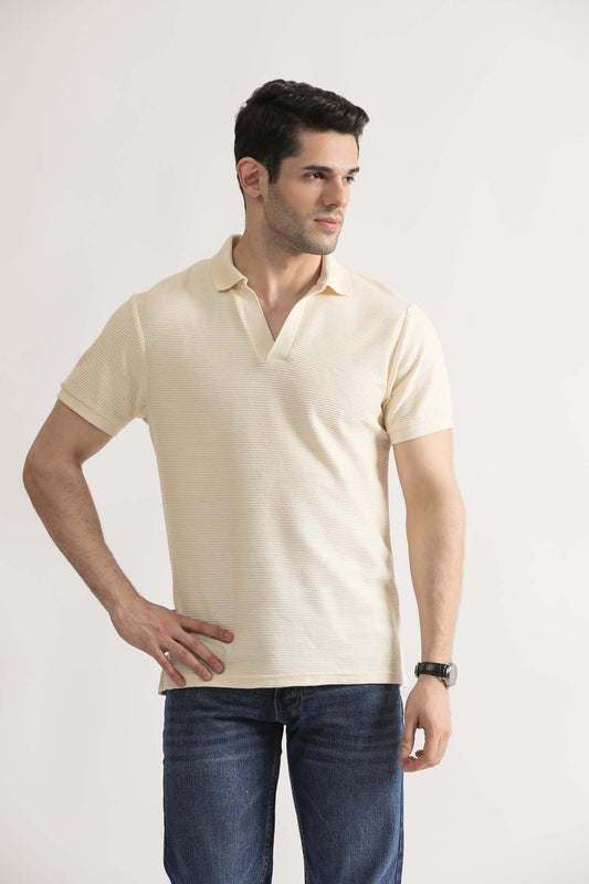 Jacquard V-Neck Polo