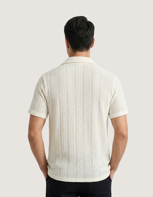 Self Pattern Coat Collar Shirt