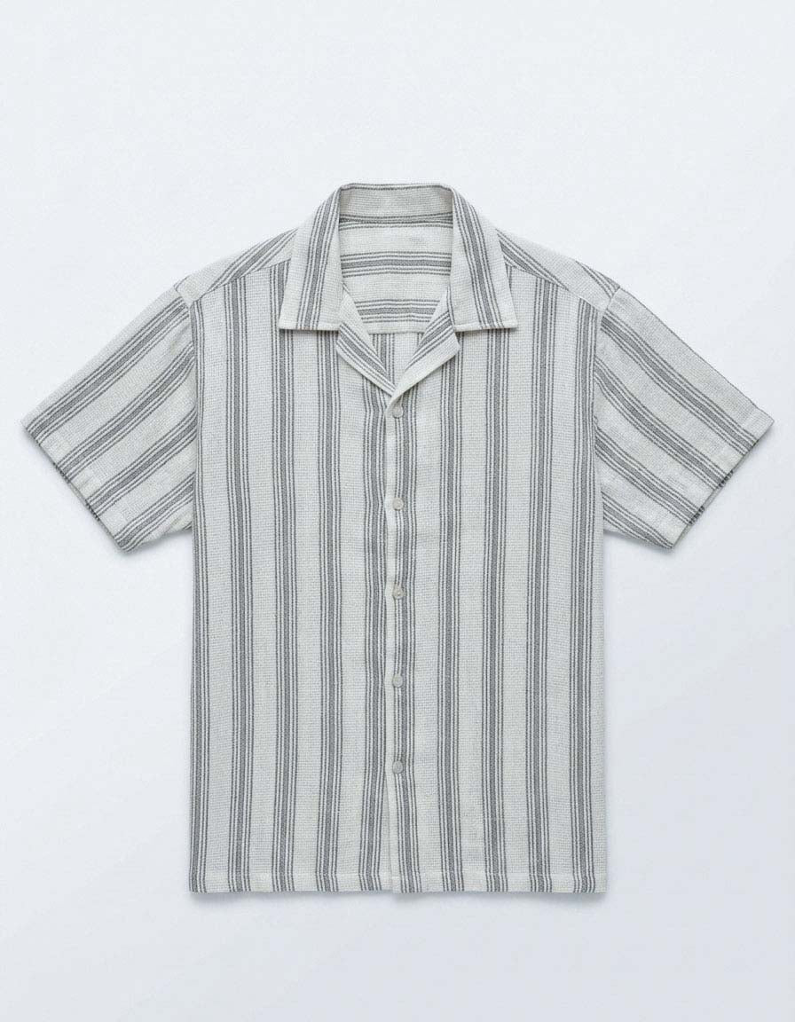 Striper Coat Collar Shirt