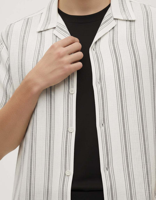 Striper Coat Collar Shirt