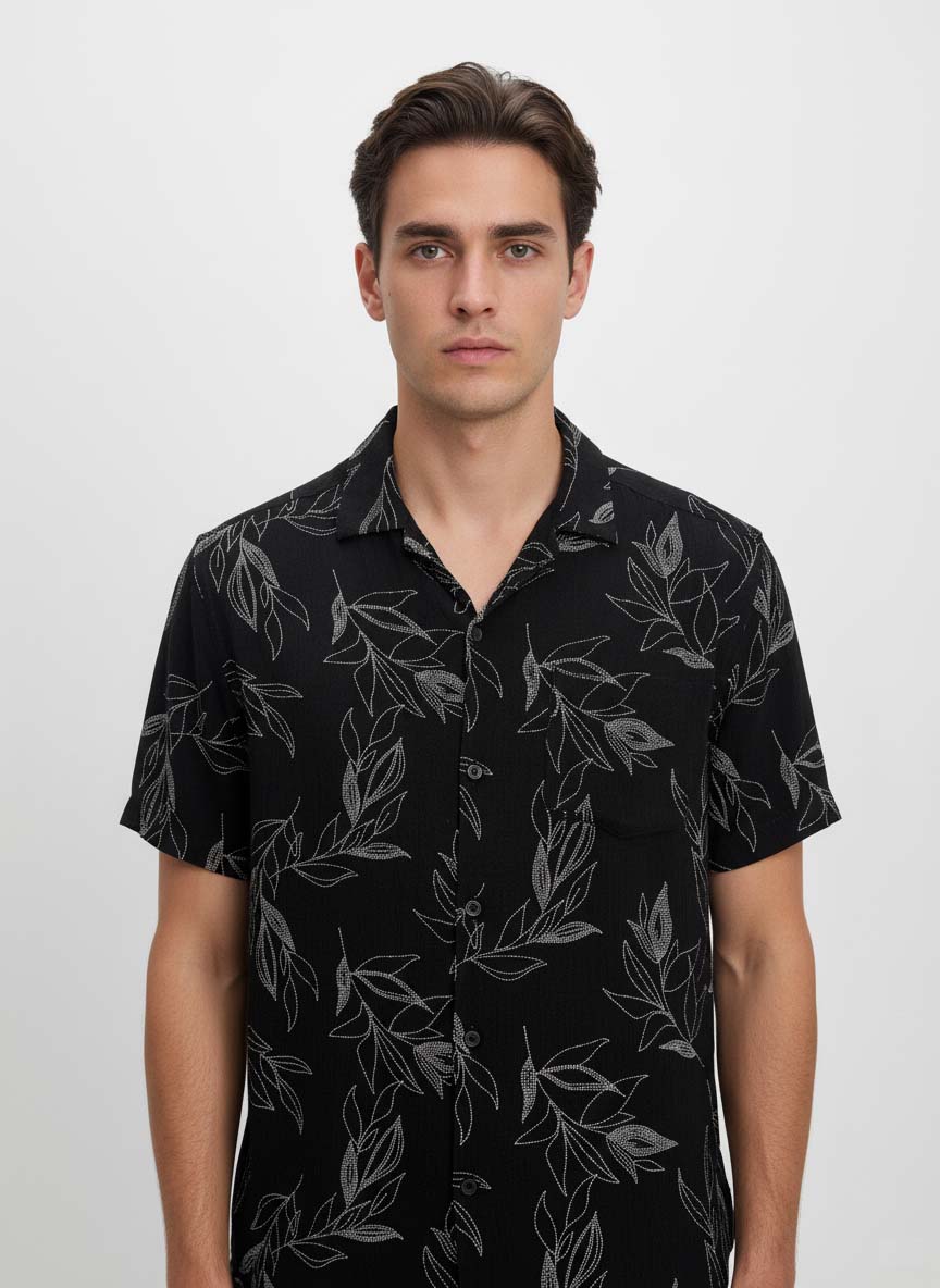 Printed Coat Collar Shirt