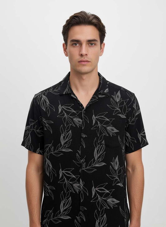 Printed Coat Collar Shirt