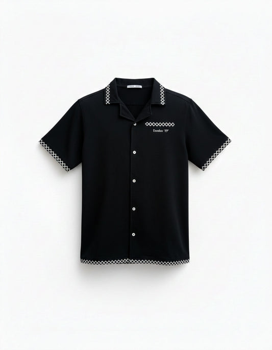 Printed Coat Collar T Shirt