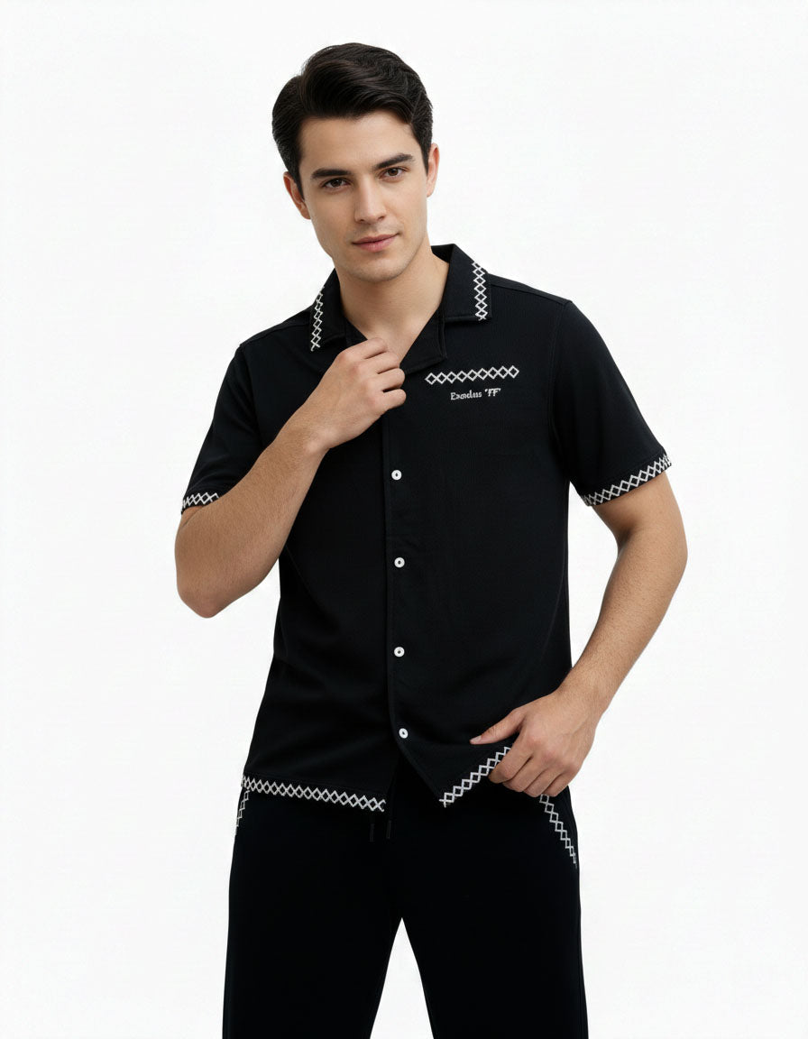 Printed Coat Collar T Shirt