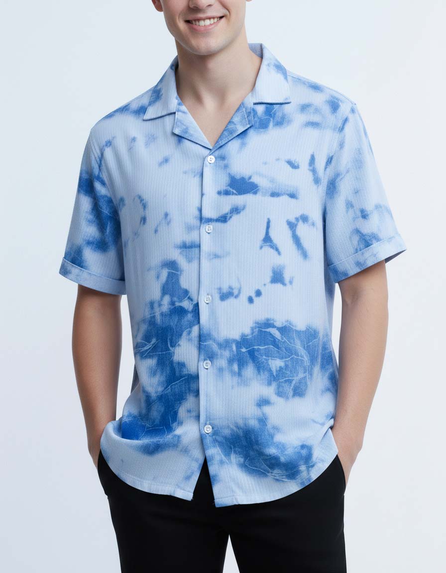 Tie Dye Coat Collar Shirt
