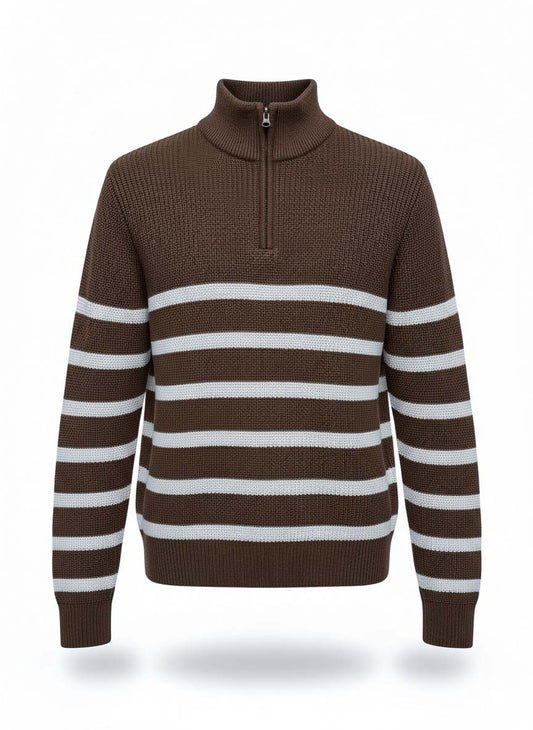 Mock Neck Striper Sweater