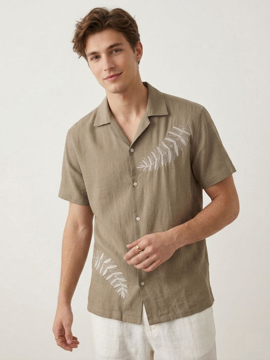 Embroidered Coat Collar Shirt