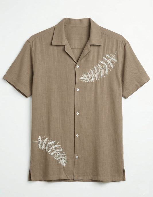 Embroidered Coat Collar Shirt