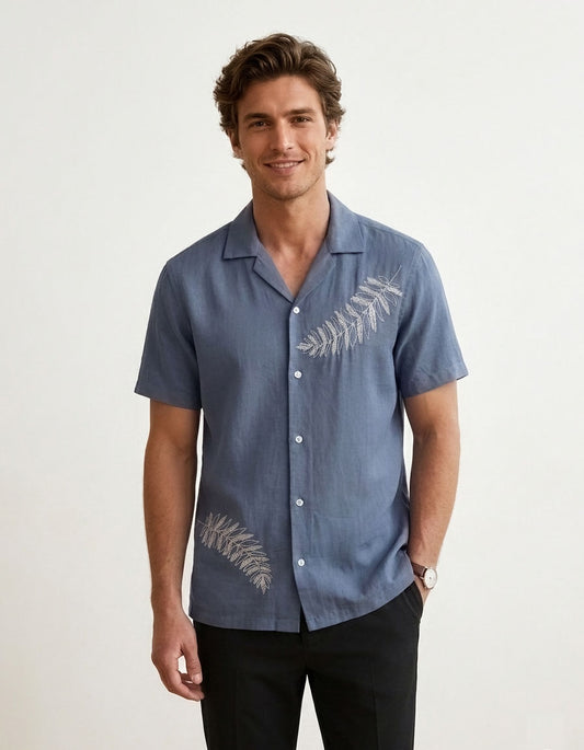 Embroidered Coat Collar Shirt
