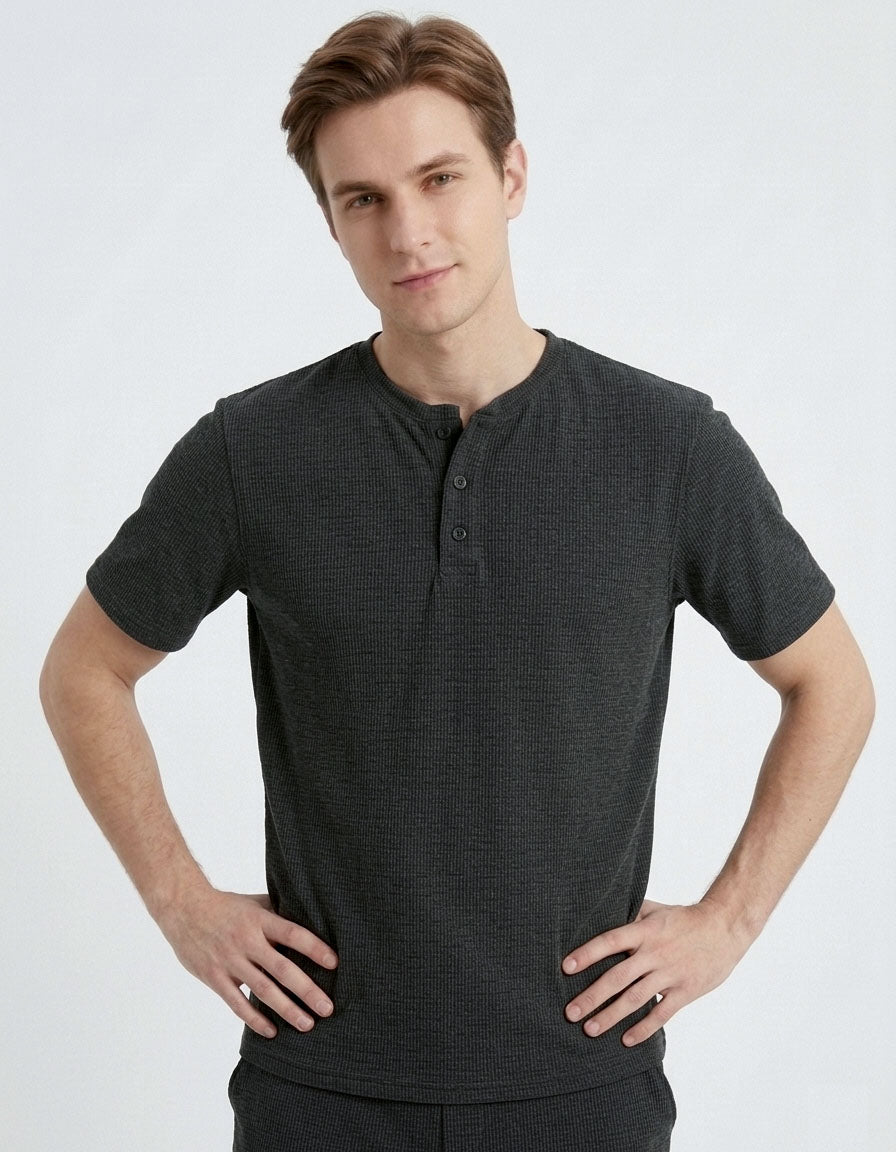 Jacquard Henley T Shirt