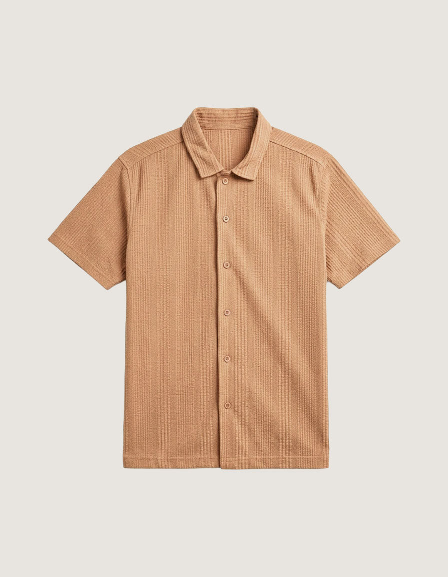 Textured Button Down T Shirt