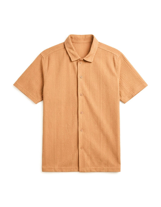 Textured Button Down T Shirt