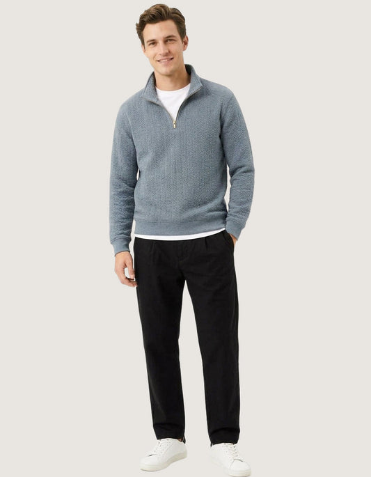 Quilted Mock Neck Sweatshirt