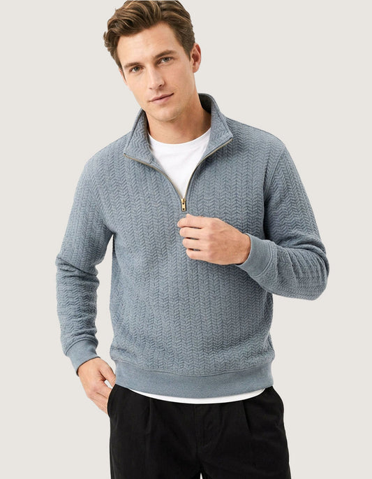 Quilted Mock Neck Sweatshirt