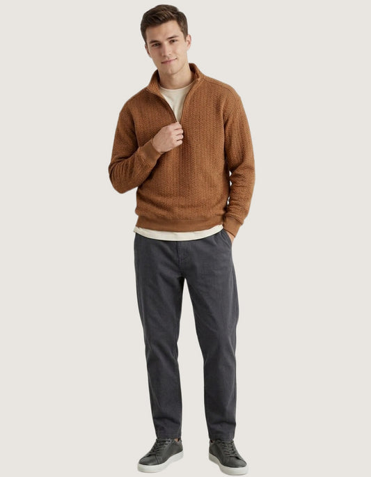 Quilted Mock Neck Sweatshirt