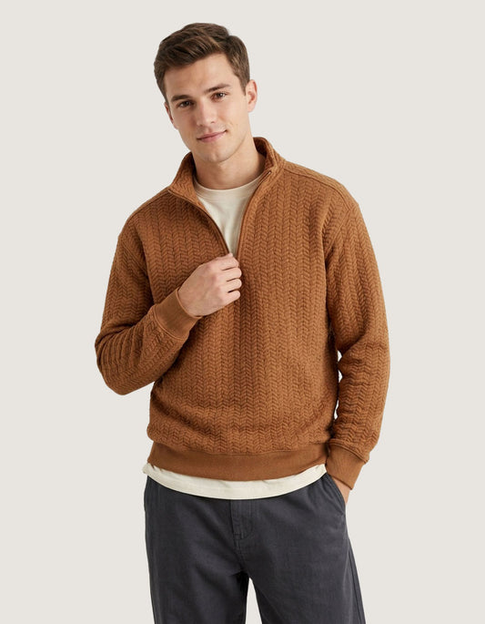 Quilted Mock Neck Sweatshirt