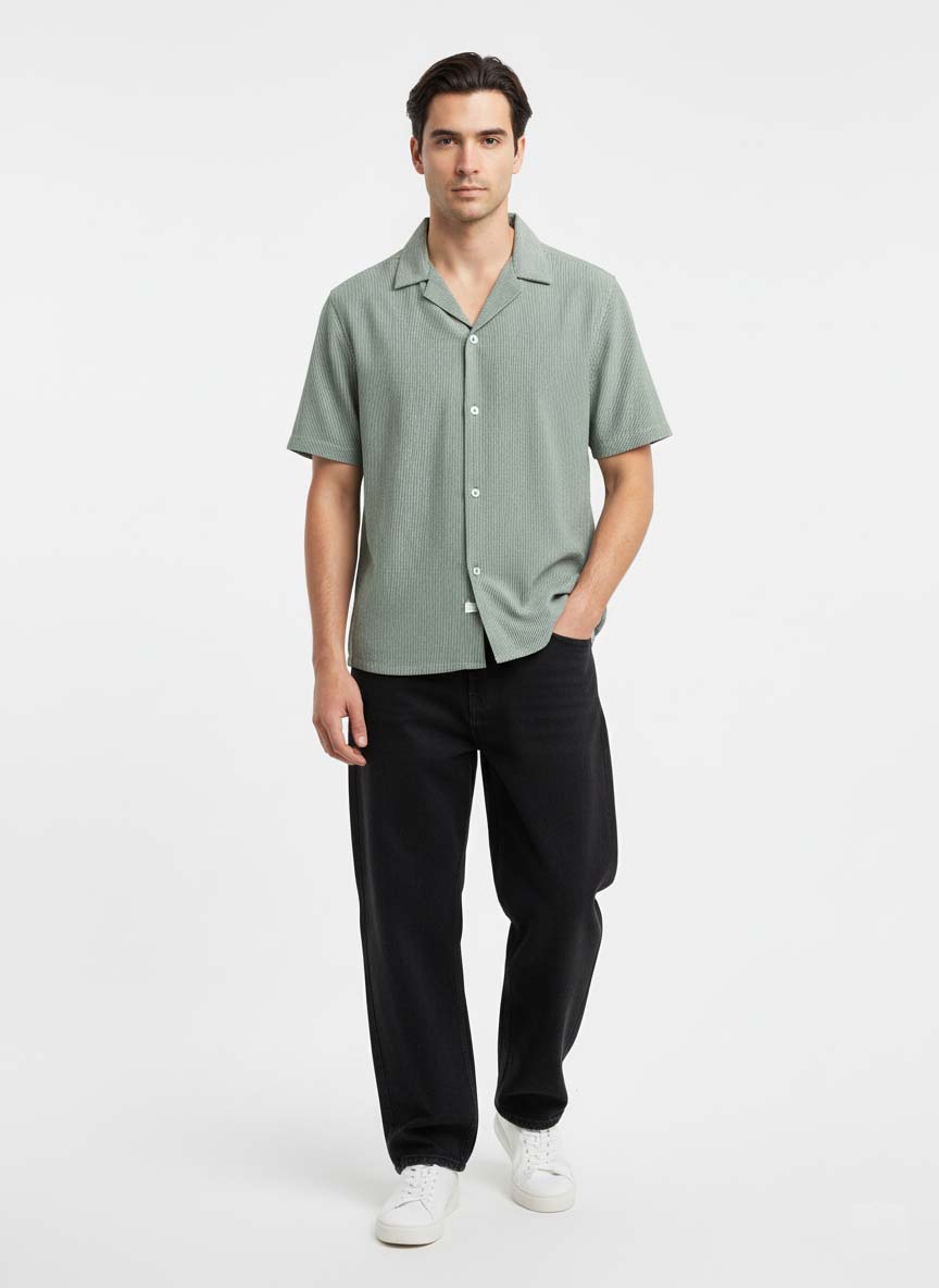 Double Tone Coat Collar Shirt