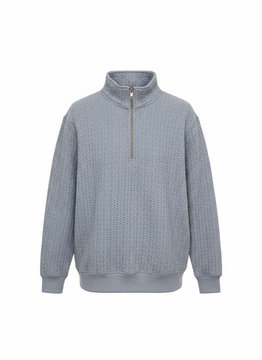Quilted Mock Neck Sweatshirt