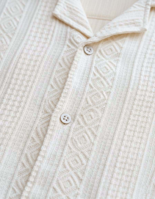 Self Pattern Coat Collar Shirt