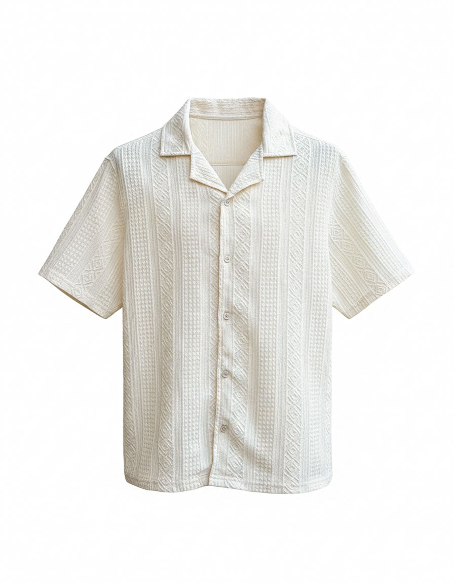 Self Pattern Coat Collar Shirt