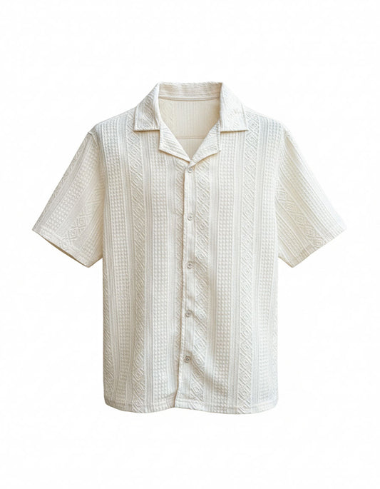 Self Pattern Coat Collar Shirt