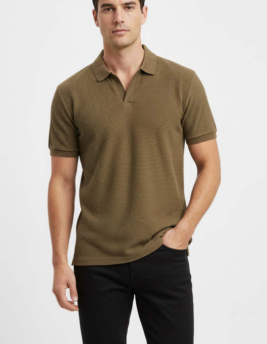 Jaquard V-Neck Polo