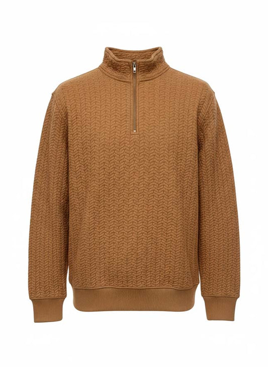 Quilted Mock Neck Sweatshirt