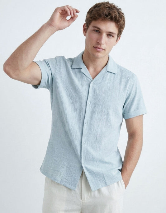 Textured Coat Collar Shirt