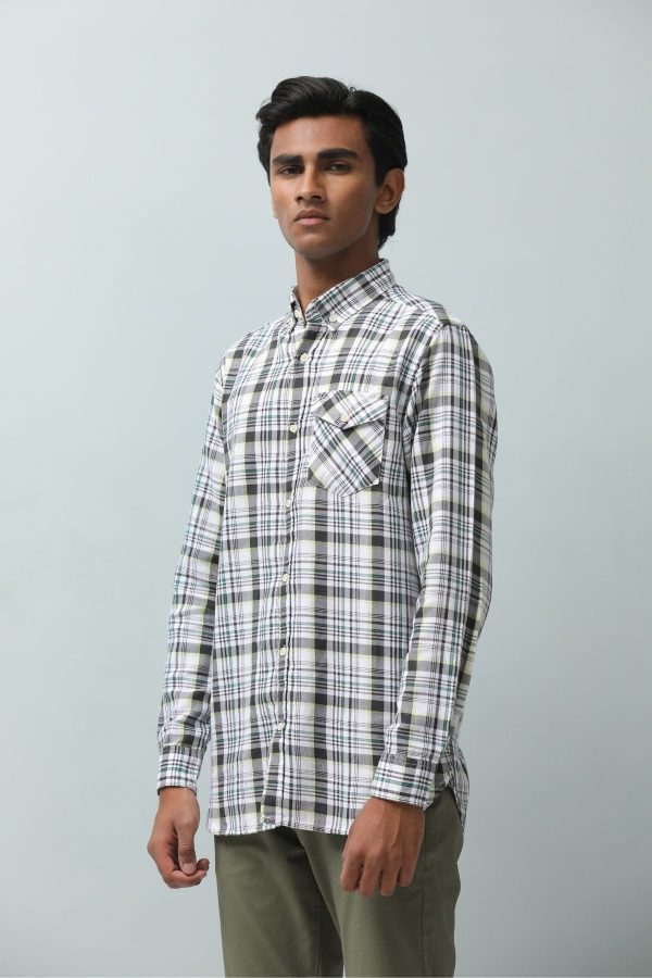 Line-Pattern Check Shirt