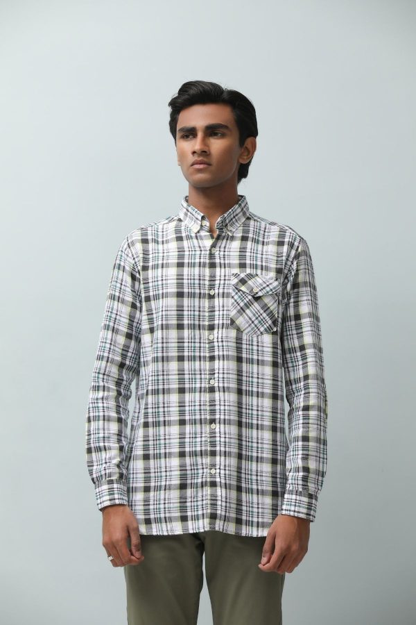 Line-Pattern Check Shirt